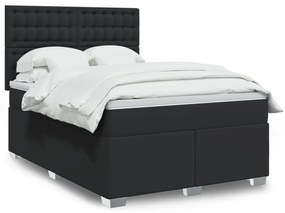 vidaXL Cama com molas/colchão 140x190 cm couro artificial preto