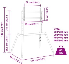 Suporte TV cavalete p/ ecrãs de 37-86" Max VESA 400x600mm 60kg