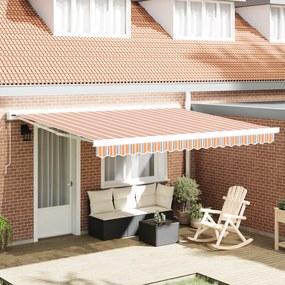 vidaXL Toldo Retrátil Automático Listrado Multicolorido 400x300 cm