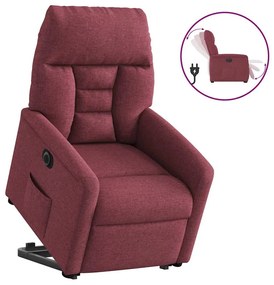 Poltrona reclinável elevatória elétrica tecido vermelho-tinto