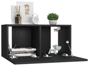 Conjunto de 6 Móveis de Parede de TV Funchal S - Preto - Design Modern