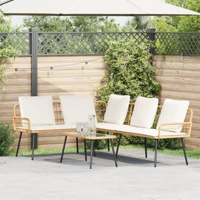 Sofá em L vidaXL Natural 231x173x78 cm de Rattan Sintético