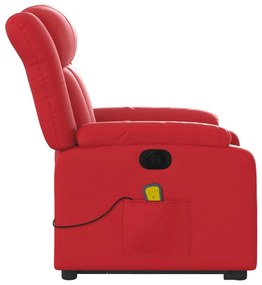 Poltrona reclinável elevatória elétrica couro artif. vermelho