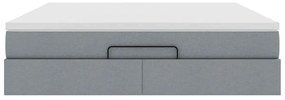 Estrutura cama otomana colchão 160x200 cm tecido cinzento claro