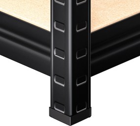 Estante em aço galvanizado para cargas pesadas até 875 kg, 180 x 70 x 40 cm Preto