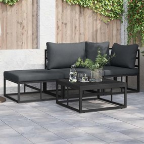 vidaXL Conjunto de Sofá de Jardim 3 pcs Preto 211,5 x 71,5 x 71 cm