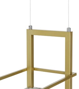 Luminária industrial suspensa dourada com mármore e rack 4 luzes - Cage Rack Industrial