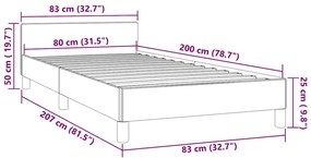 Estrutura de cama sem colchão 80x200 cm veludo verde-escuro