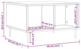 Mesa de centro 60x50x36,5cm derivados madeira carvalho castanho