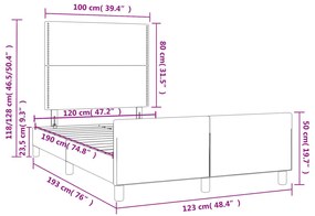 Estrutura de cama sem colchão 120x190 cm Veludo cinza escuro