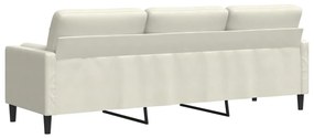 Sofá 3 lugares c/ almofadas decorativas 210 cm veludo creme