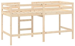 Cama alta p/ criança c/ escada 80x200cm madeira de pinho maciça