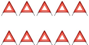 150993 vidaXL Triângulo sinalização emerg. 10 pcs 56,5x36,5x44,5 cm vermelho