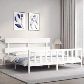 Cama sem colchão 200x200 cm madeira de pinho maciça branco