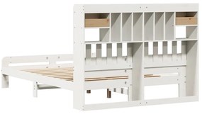 Cama com estante sem colchão 140x190 cm pinho maciço branco