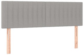 Cabeceira de cama c/ luzes LED tecido 144x5x78/88cm cinza-claro