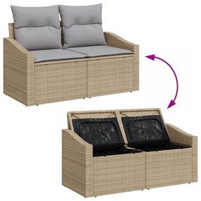 Conjunto de Sofá de Jardim com 7 Peças e Almofadas Bege em Rattan Sint
