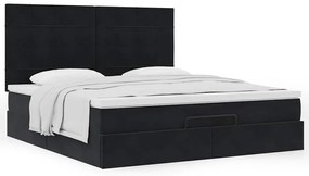 Estrutura de cama otomana com colchões 160x200 cm veludo preto