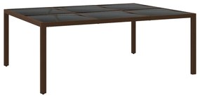 11 pcs conjunto de jantar para jardim vime PE castanho