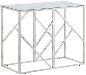 vidaXL Mesa consola aço inoxidável e vidro temperado prateado