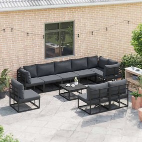 Conjunto de Sofá de Jardim 10 pcs Preto 70 x 70 x 32 cm