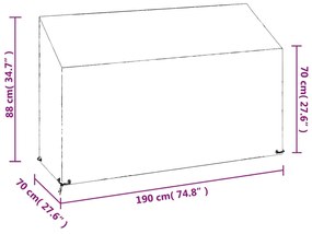 Capas p/ banco jardim 2 pcs 8 ilhós 190x70x70/88 cm polietileno
