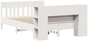 Cama com estante sem colchão 120x190 cm pinho maciço branco