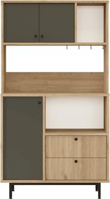 Armário Alto de Cozinha "Toledo" - Carvalho e Antracite- 88x161.2x35.5