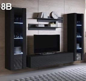 Conjunto de Móveis de Sala Travassô – 2,6 m – Modular em Preto com Móv