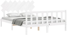 Cama sem colchão 140x190 cm madeira de pinho maciça branco