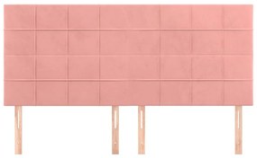 Cabeceira de cama 4 pcs veludo 100x5x78/88 cm rosa