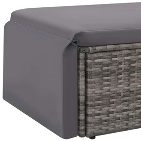 2 pcs conjunto lounge de jardim c/ almofadões vime PE cinzento