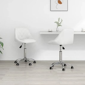 Cadeiras de jantar giratórias 2 pcs couro artificial branco