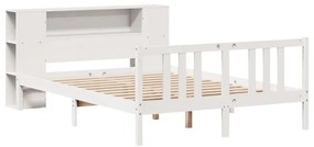 Cama com estante sem colchão 140x200 cm pinho maciço branco