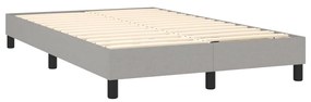 Cama box spring c/ colchão e LED 120x200 cm tecido cinza-claro