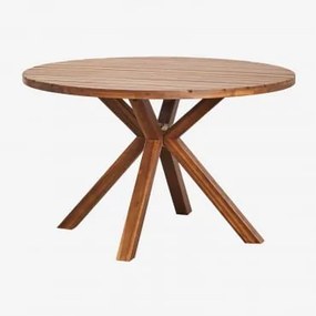 Mesa De Jantar Redonda De Madeira Naele Castanho Acácia & Ø120 Cm - Sklum