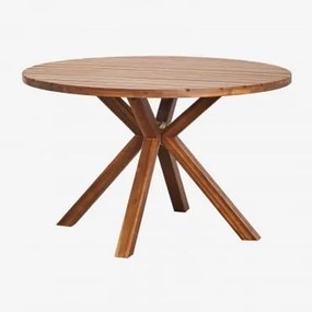 Mesa De Jantar Redonda Ø120 Cm Em Madeira Naele Castanho Acácia & Ø120 Cm - Sklum