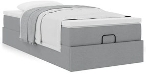Estrutura cama otomana colchão 90x200 cm tecido cinzento claro