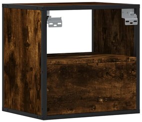 Mesas de cabeceira de parede 2 pcs 40x31x39,5cm carvalho fumado