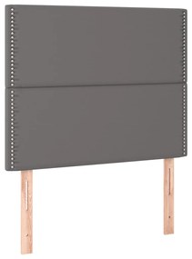 Cama box spring c/ colchão/LED 90x190 cm couro artificial cinza