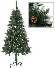 Árvore de Natal artificial com pinhas e brilho branco 150 cm