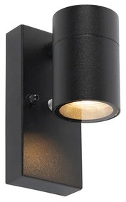 Candeeiro de parede exterior moderno preto IP44 com sensor crepuscular - Solo Moderno