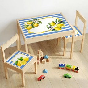 IKEA LÄTT - Conjunto de autocolantes Dolce Vita (Riscas azuis e limões)