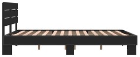 Estrutura de cama 140x200 cm derivados de madeira/metal preto