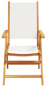 Cadeiras jardim reclin. 4 pcs tecido/madeira maciça branco nata