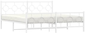 Estrutura de cama com cabeceira e pés 183x213 cm metal branco