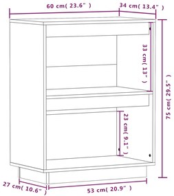 Armário consola 60x34x75 cm pinho maciço branco