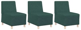 Cadeira de Sofá Cinza Claro 55 cm em Tecido 3 pcs Verde-escuro