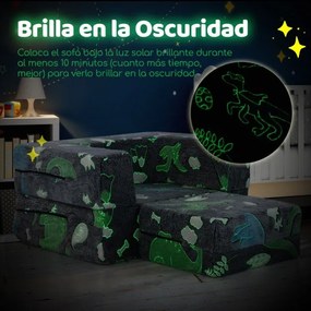 Sofá infantil brilha no escuro modular para crianças com capa de almofada lavável à máquina e enchimento de espuma para crianças com mais de 3 anos Ci