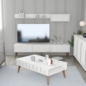 Conjunto de Mobiliário para Sala de Estar Lyon – Branco e Nogueira – M